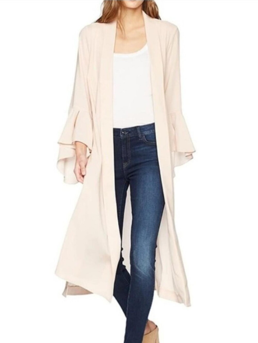 BCBG MaxAzaria Duster Jacket Quiet Luxury Boho Designer XS $298 Layering Fall